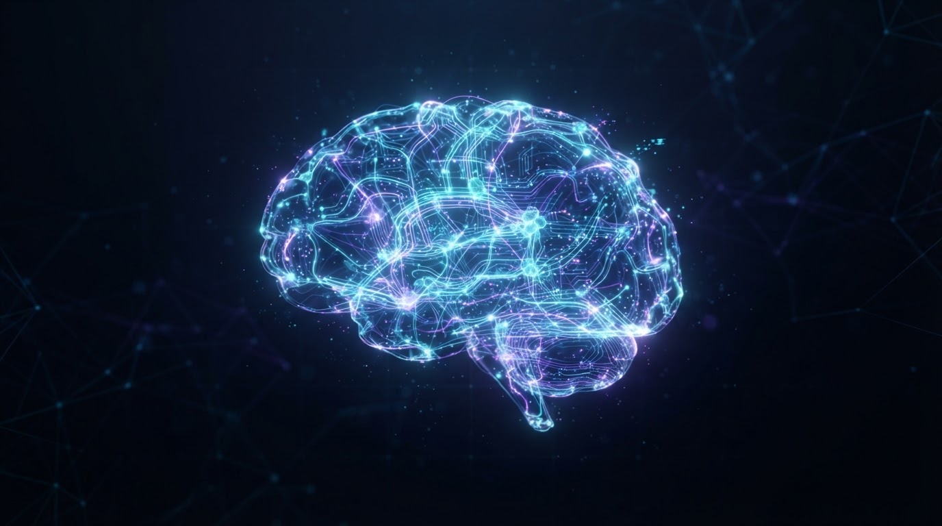 Représentation artistique de l'intelligence artificielle — réseau de neurones lumineux